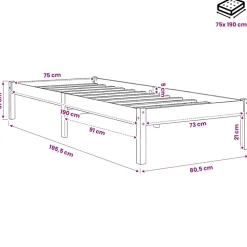 vidaXL Bedframe zonder matras massief grenenhout wasbruin 75x190 cm