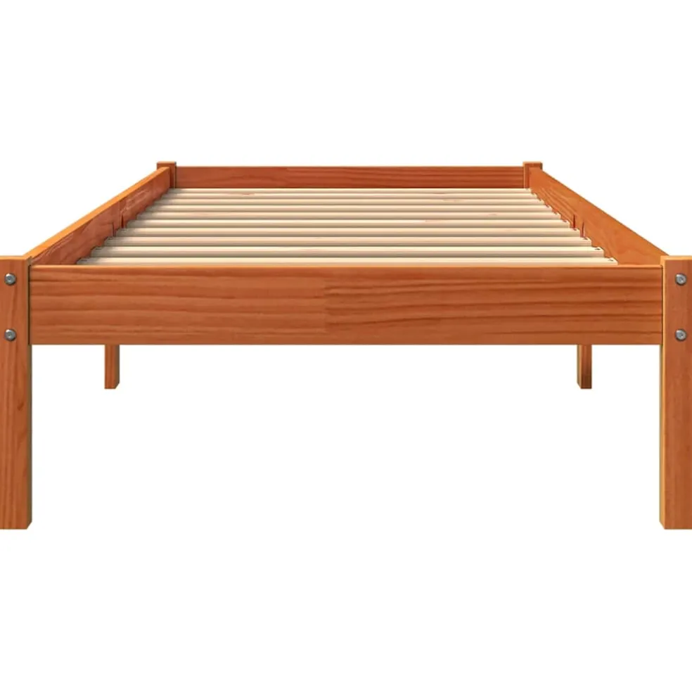 vidaXL Bedframe zonder matras massief grenenhout wasbruin 75x190 cm