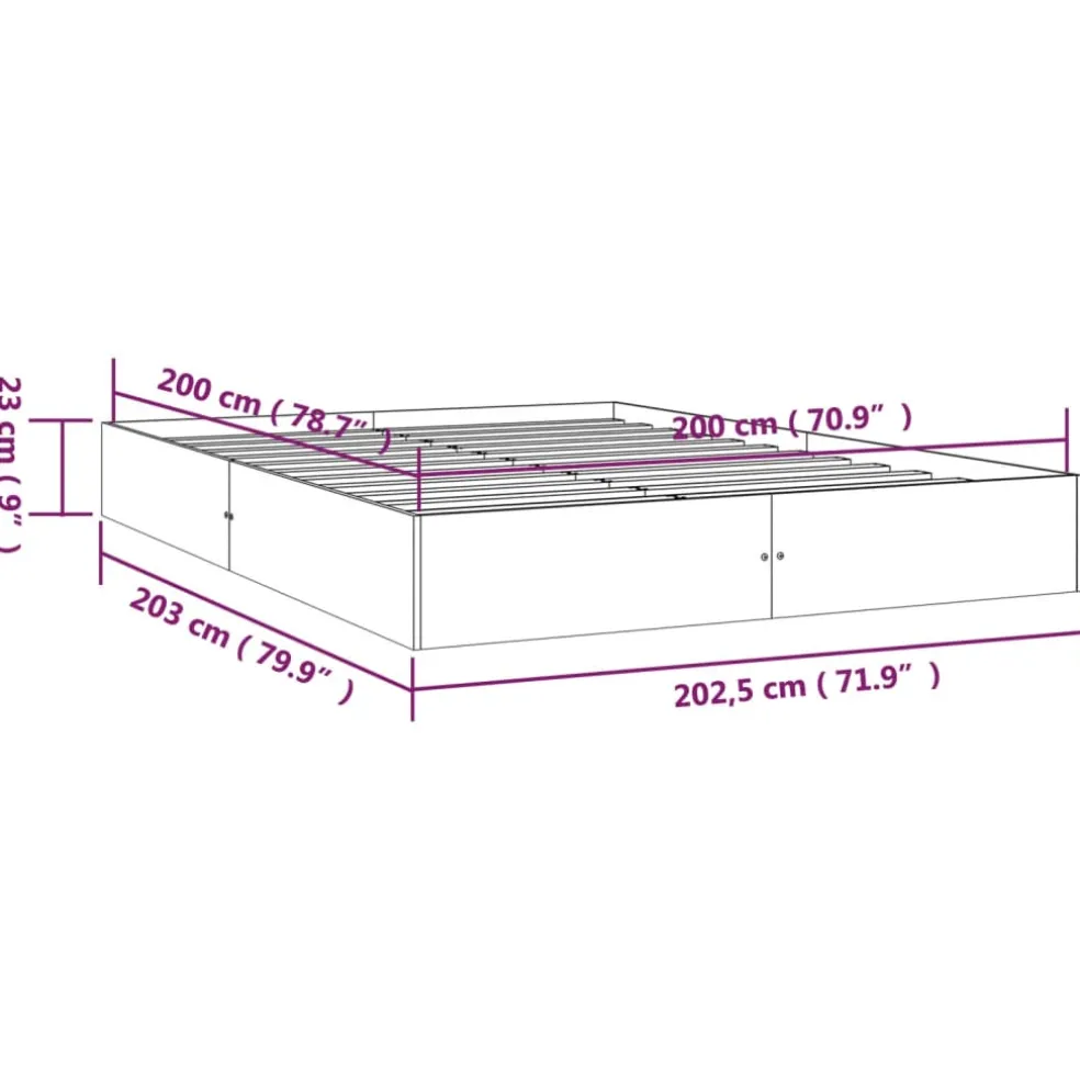 vidaXL Bedframe zonder matras massief hout 200x200 cm