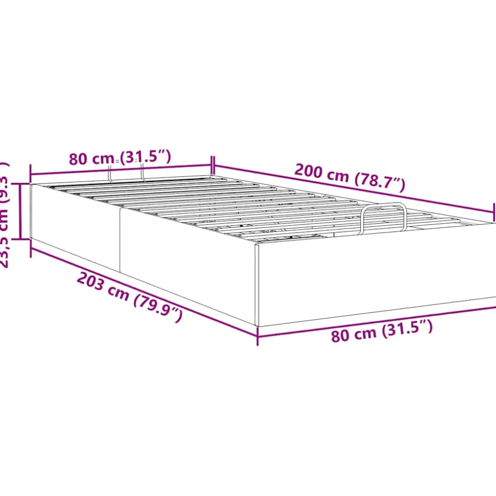 vidaXL Bedframe zonder matras 80x200 cm stof zwart