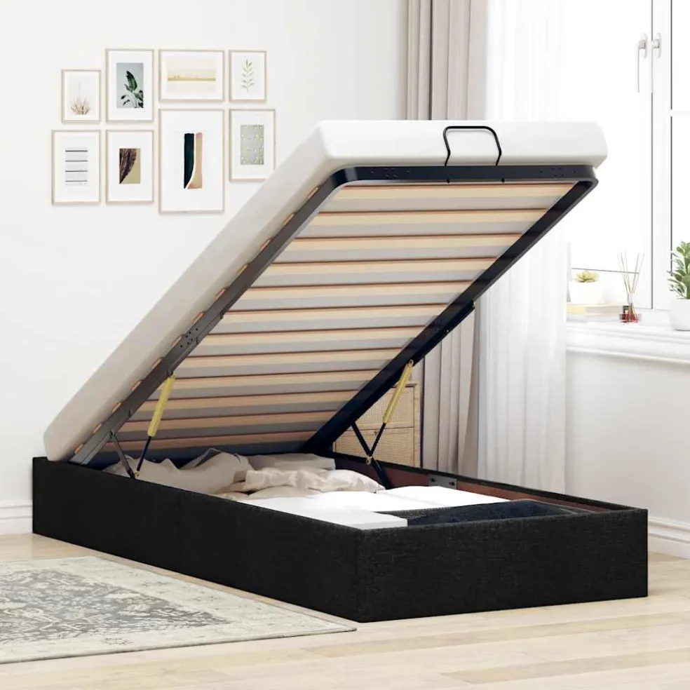 vidaXL Bedframe zonder matras 80x200 cm stof zwart
