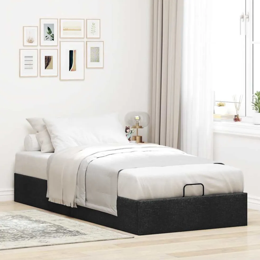 vidaXL Bedframe zonder matras 80x200 cm stof zwart
