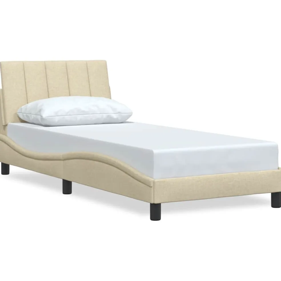 vidaXL Bedframe zonder matras "Hanko" 80x200 cm stof crèmekleurig