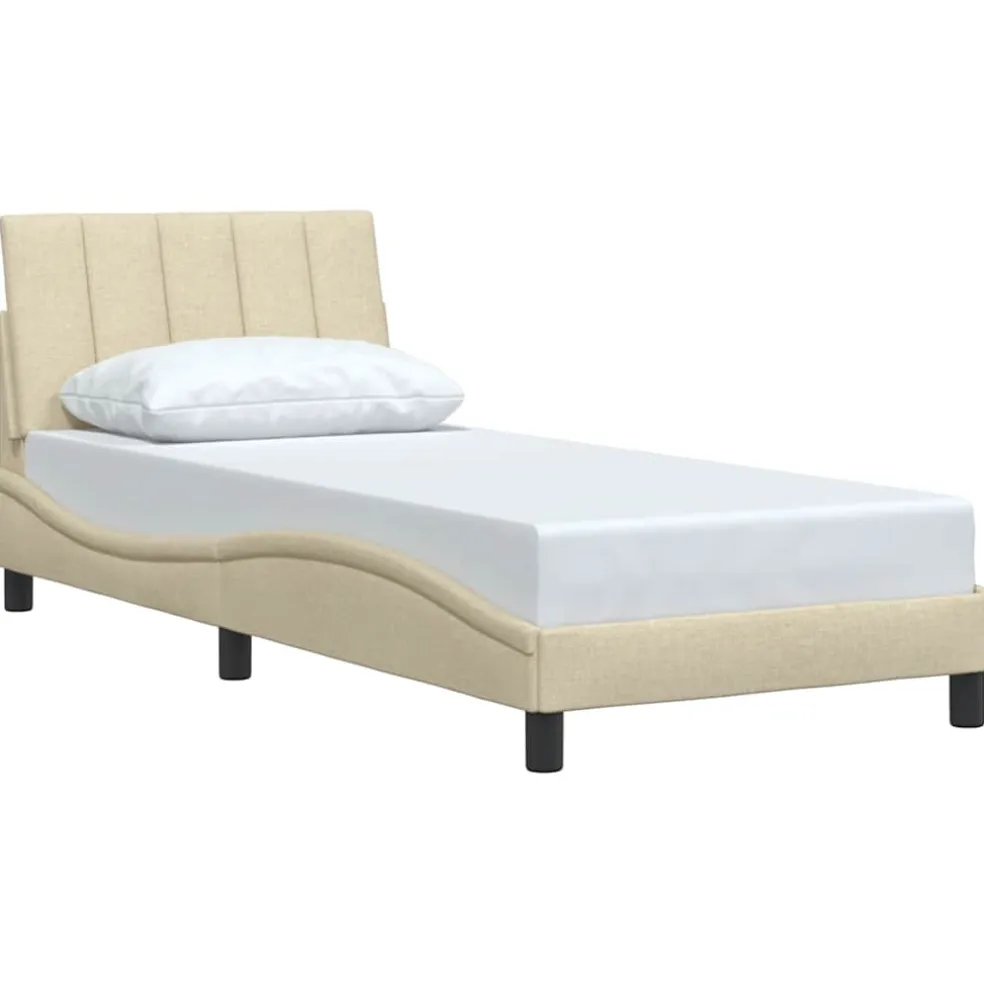 vidaXL Bedframe zonder matras "Hanko" 80x200 cm stof crèmekleurig