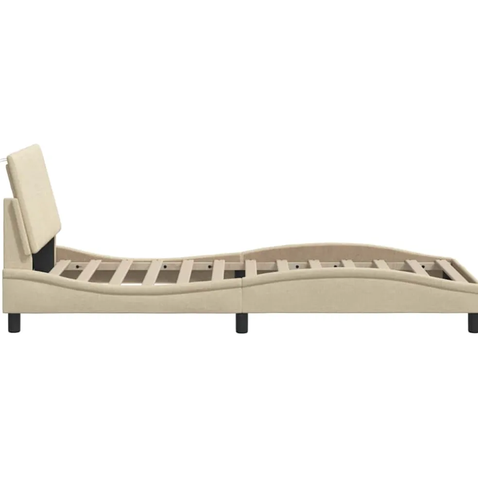 vidaXL Bedframe zonder matras "Hanko" 80x200 cm stof crèmekleurig