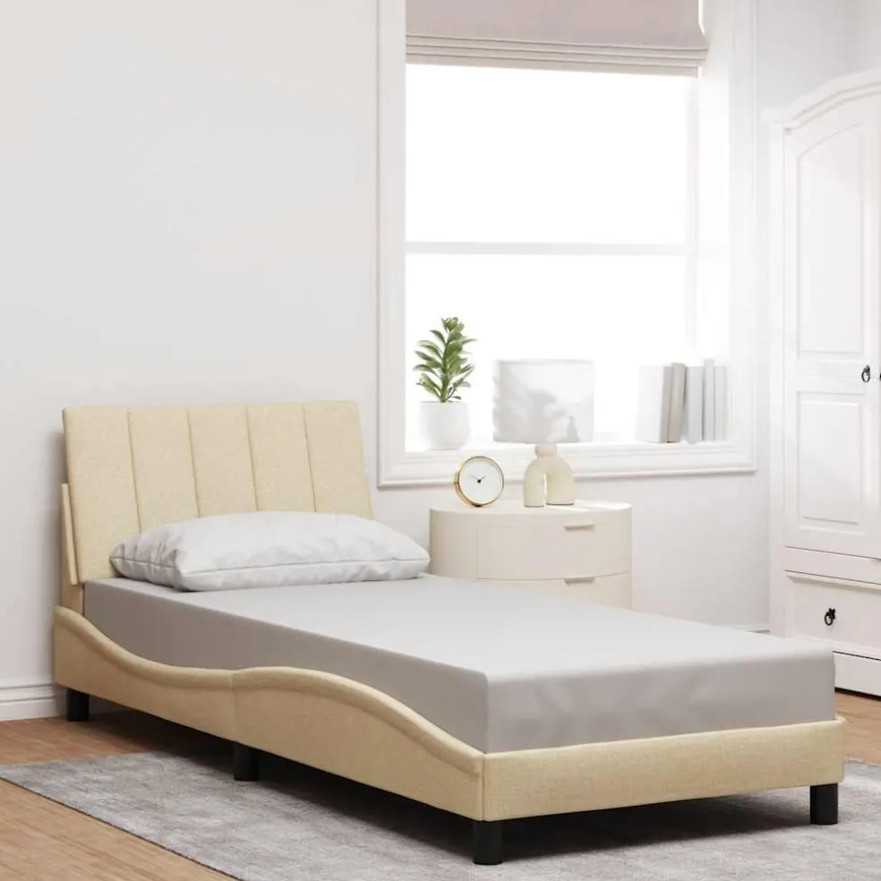 vidaXL Bedframe zonder matras "Hanko" 80x200 cm stof crèmekleurig