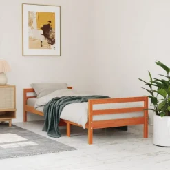 vidaXL Bedframe zonder matras massief grenenhout wasbruin 90x200 cm