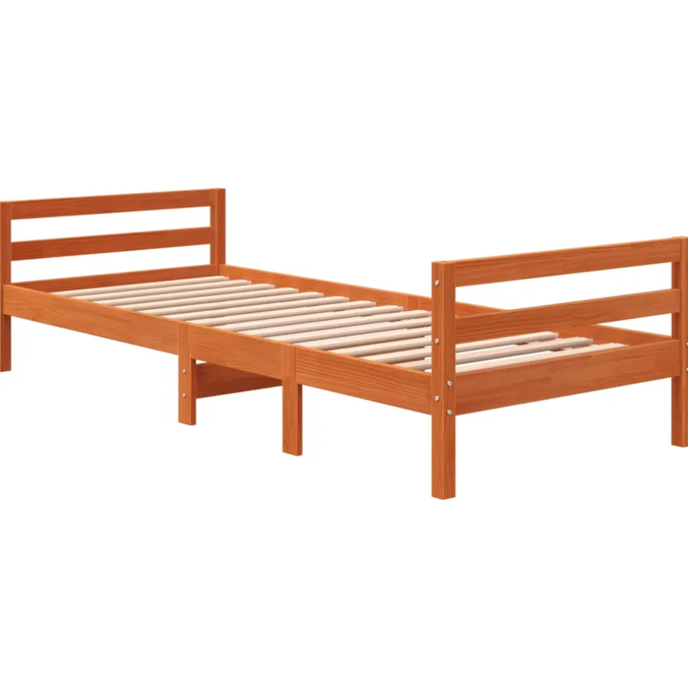 vidaXL Bedframe zonder matras massief grenenhout wasbruin 90x200 cm