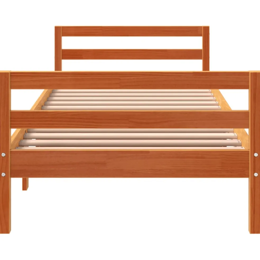 vidaXL Bedframe zonder matras massief grenenhout wasbruin 90x200 cm
