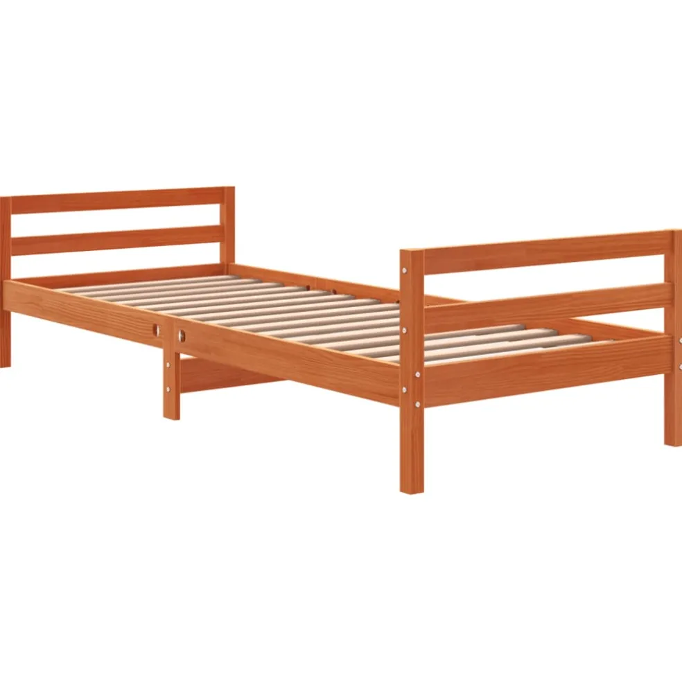 vidaXL Bedframe zonder matras massief grenenhout wasbruin 90x200 cm