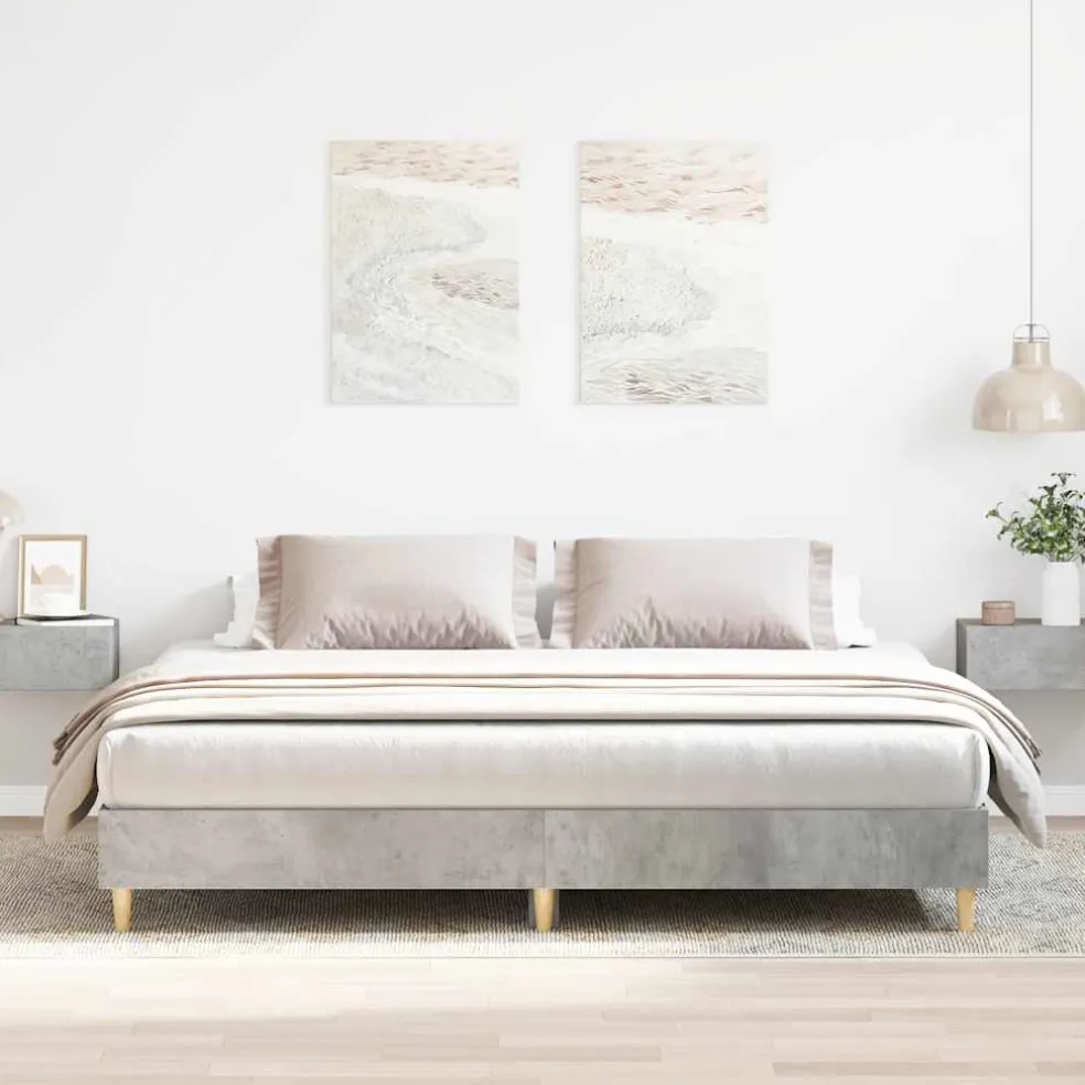 vidaXL Bedframe zonder matras 200x200 cm spaanplaat betongrijs