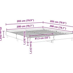 vidaXL Bedframe zonder matras 200x200 cm spaanplaat betongrijs