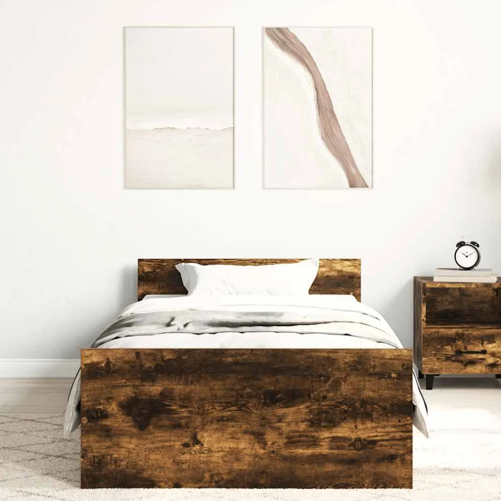 vidaXL Bedframe zonder matras hout gerookt eikenkleurig 90x200 cm