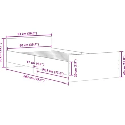 vidaXL Bedframe zonder matras hout gerookt eikenkleurig 90x200 cm