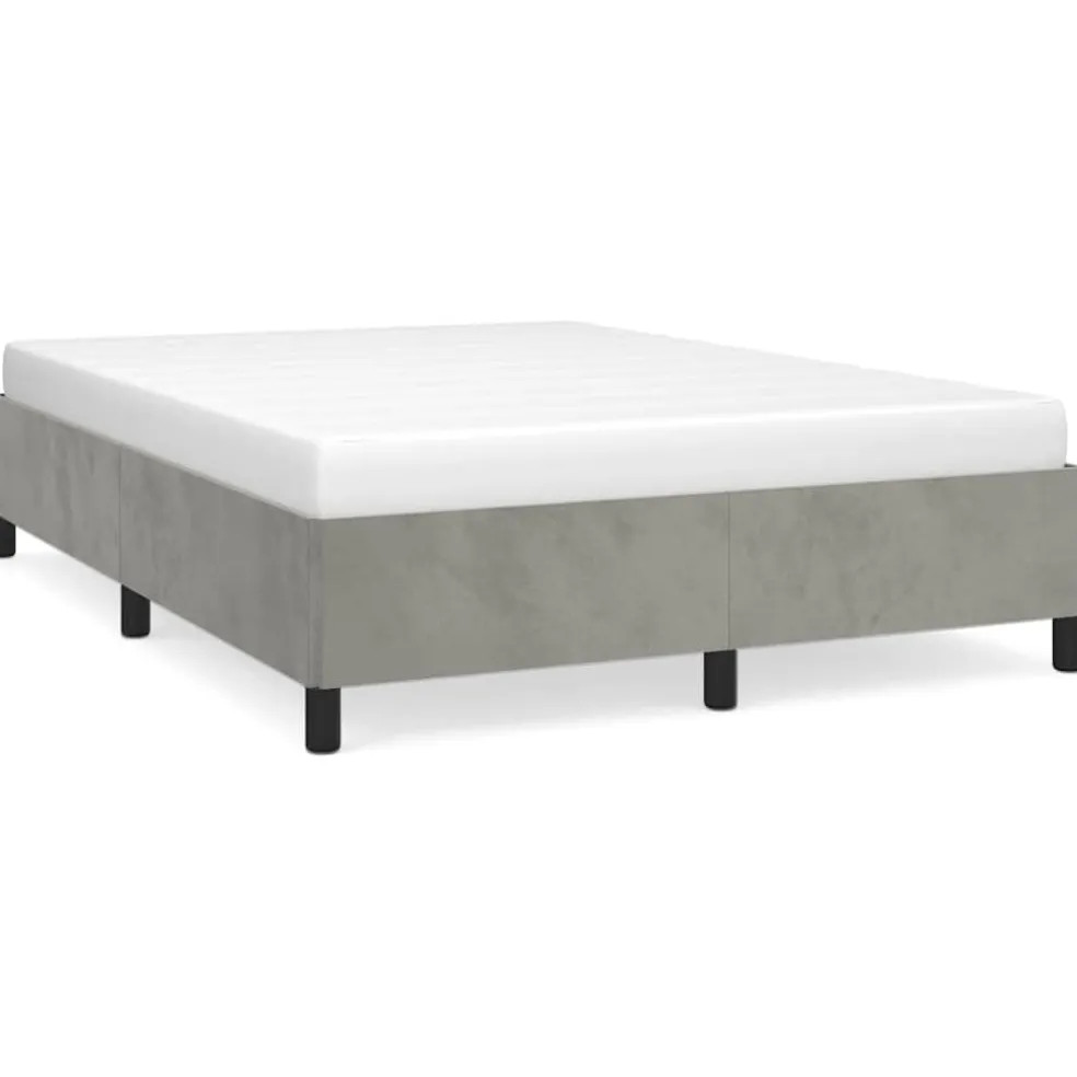 vidaXL Bedframe zonder matras lichtgrijs 152x203 cm Queen fluweel