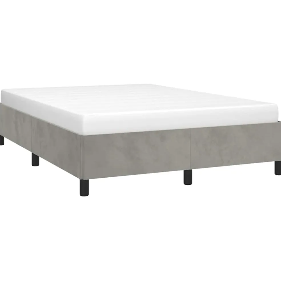 vidaXL Bedframe zonder matras lichtgrijs 152x203 cm Queen fluweel