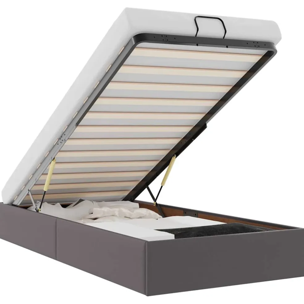 vidaXL Bedframe zonder matras 80x200 cm kunstleer grijs