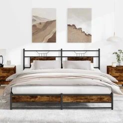 vidaXL Bedframe zonder matras metaal gerookt eikenkleurig 180x200 cm
