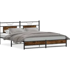 vidaXL Bedframe zonder matras metaal gerookt eikenkleurig 180x200 cm