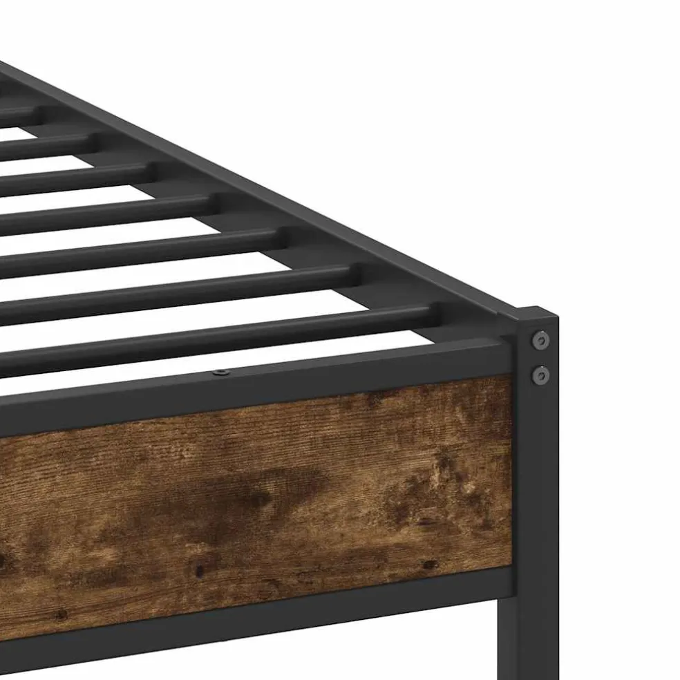 vidaXL Bedframe zonder matras metaal gerookt eikenkleurig 180x200 cm