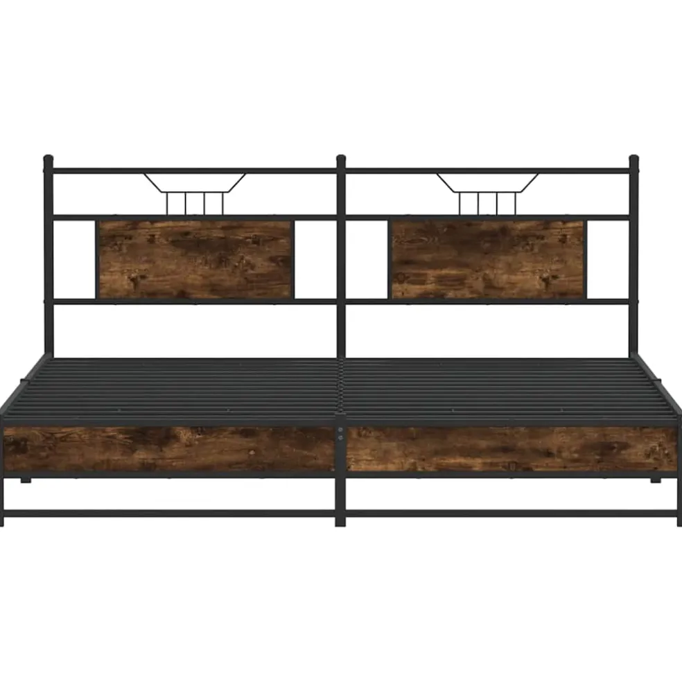 vidaXL Bedframe zonder matras metaal gerookt eikenkleurig 180x200 cm