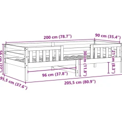 vidaXL Bedframe zonder matras massief grenenhout wit 90x200 cm