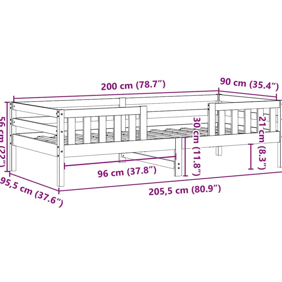 vidaXL Bedframe zonder matras massief grenenhout wit 90x200 cm