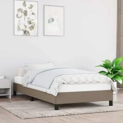 vidaXL Bedframe zonder matras 80x200 cm stof taupe