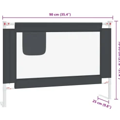 vidaXL Bedhekje peuter 90x25 cm stof donkergrijs