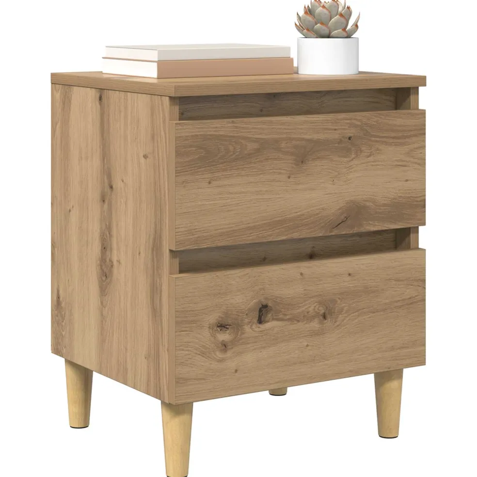 vidaXL Bedkast Artisan Eiken 40 x 35 x 50 cm Bewerkt hout