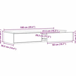 vidaXL Bedlades Zwart Eiken 100 x 36,5 x 16,5 cm Bewerkt hout