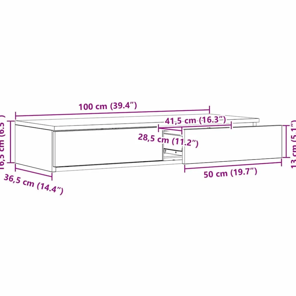 vidaXL Bedlades Zwart Eiken 100 x 36,5 x 16,5 cm Bewerkt hout