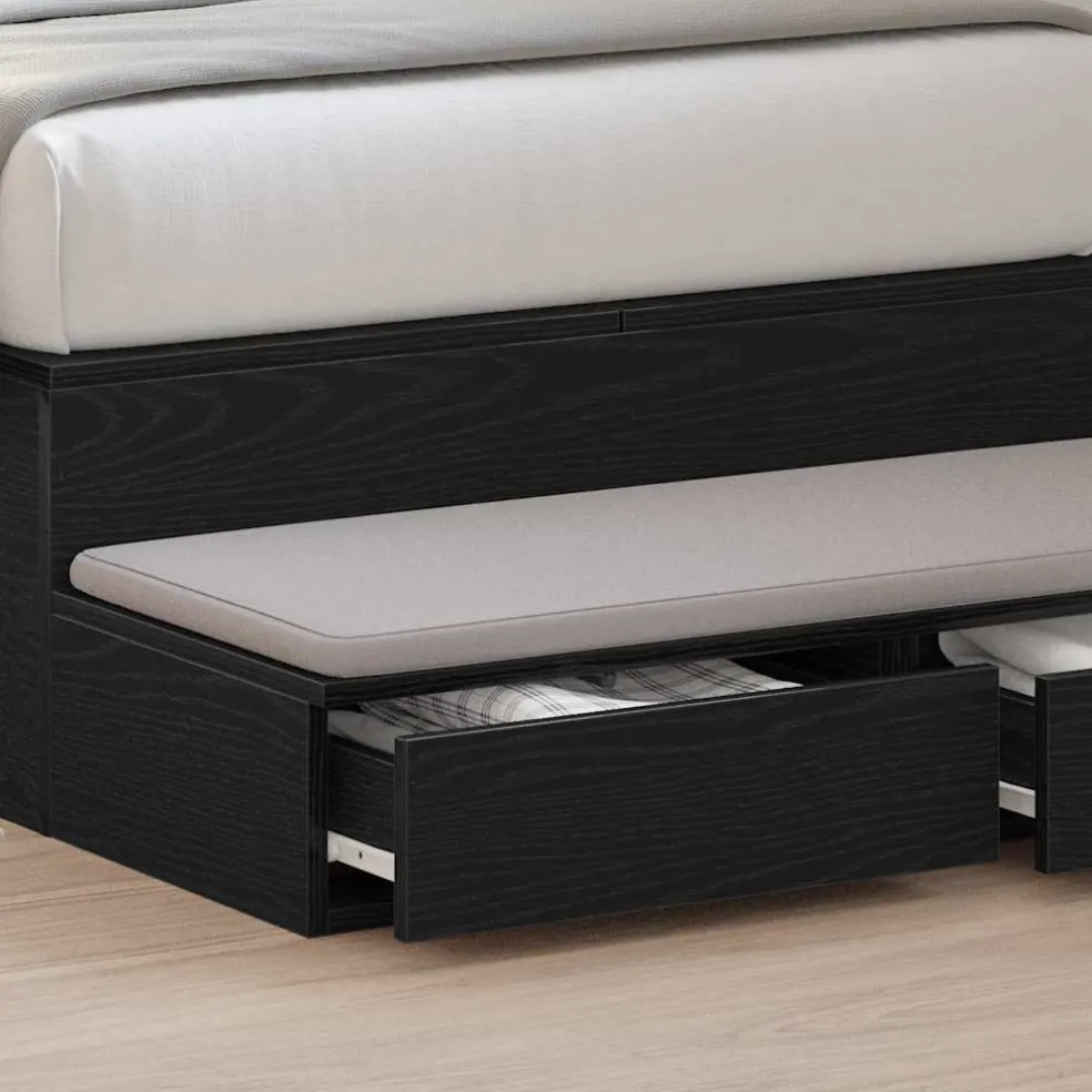 vidaXL Bedlades Zwart Eiken 100 x 36,5 x 16,5 cm Bewerkt hout