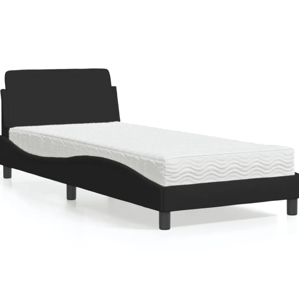 vidaXL Bed met matras "Dover" stof zwart 80x200 cm