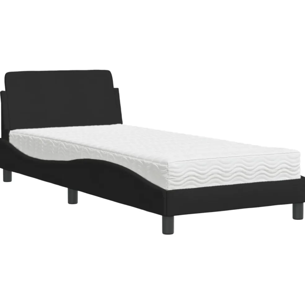 vidaXL Bed met matras "Dover" stof zwart 80x200 cm