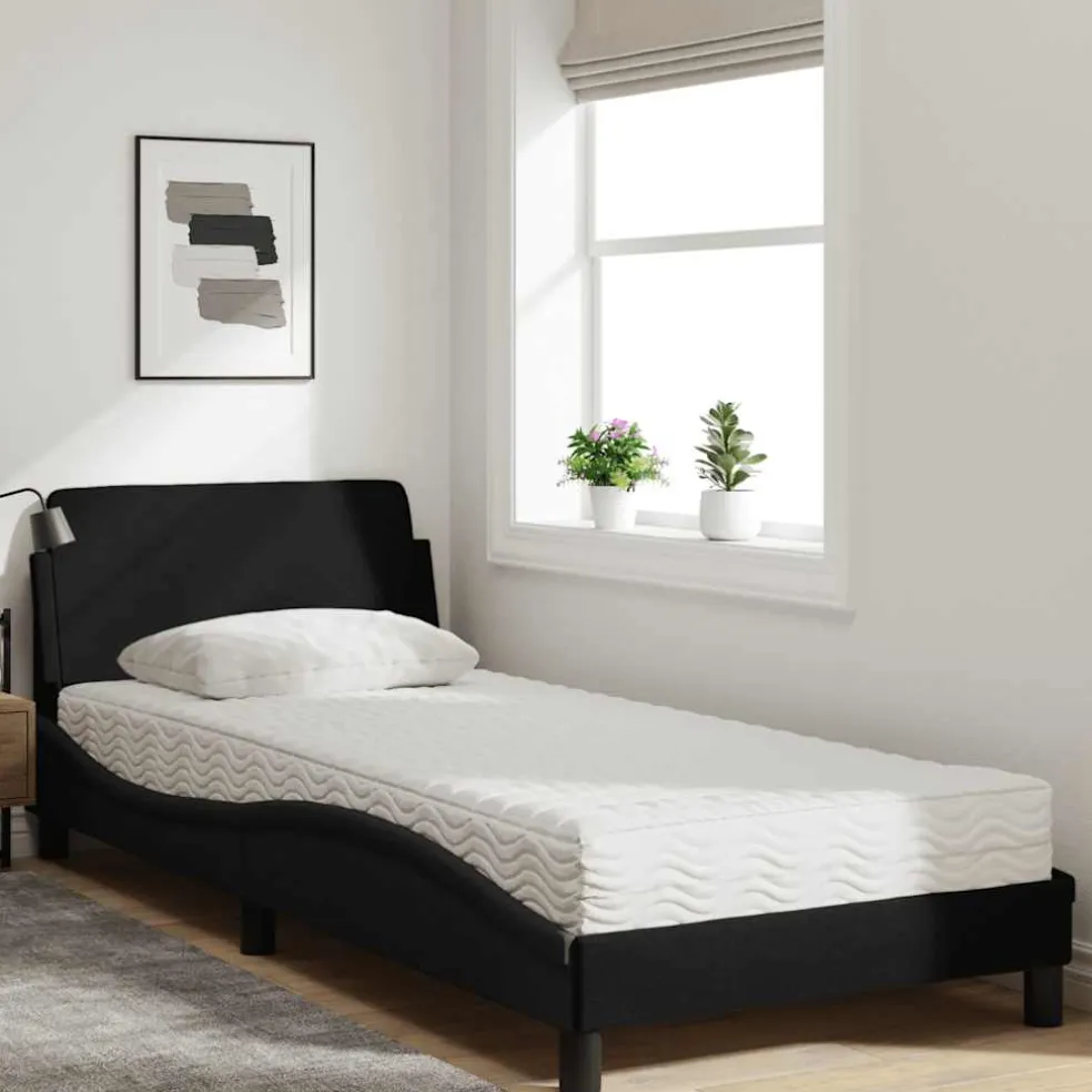 vidaXL Bed met matras "Dover" stof zwart 80x200 cm