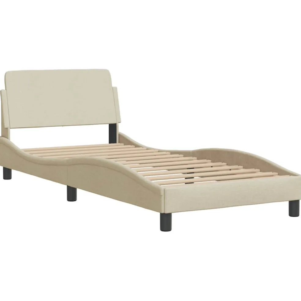 vidaXL Bed met matras "Dover" stof crèmekleurig 80x200 cm