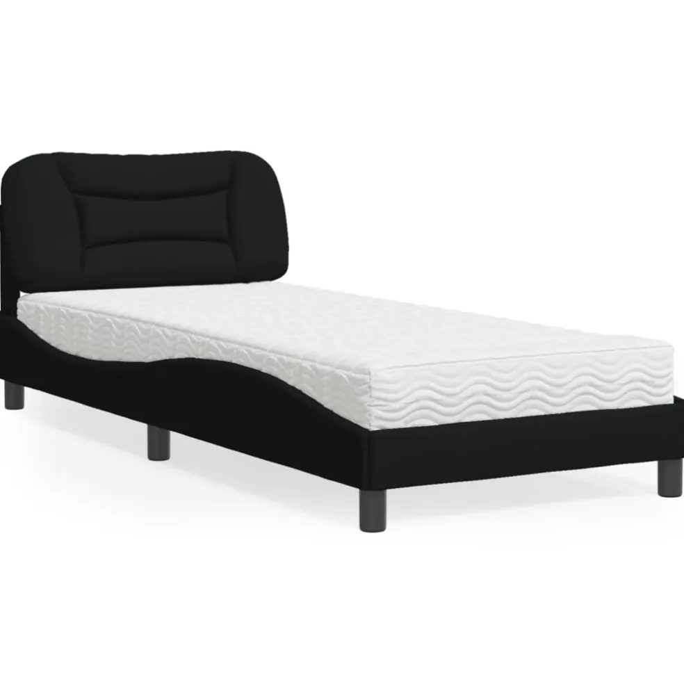 vidaXL Bed met matras "Hvar" stof zwart 80x200 cm