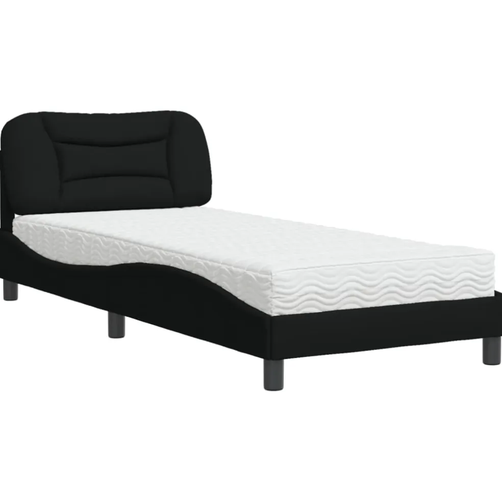 vidaXL Bed met matras "Hvar" stof zwart 80x200 cm