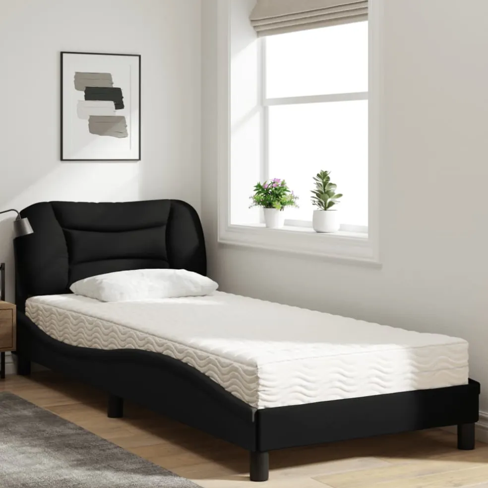 vidaXL Bed met matras "Hvar" stof zwart 80x200 cm