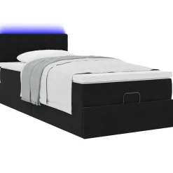 vidaXL Bed poef met matras en LED's 80x200 cm fluweel zwart