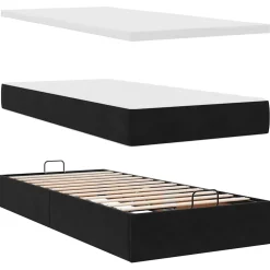 vidaXL Bed poef met matras en LED's 80x200 cm fluweel zwart