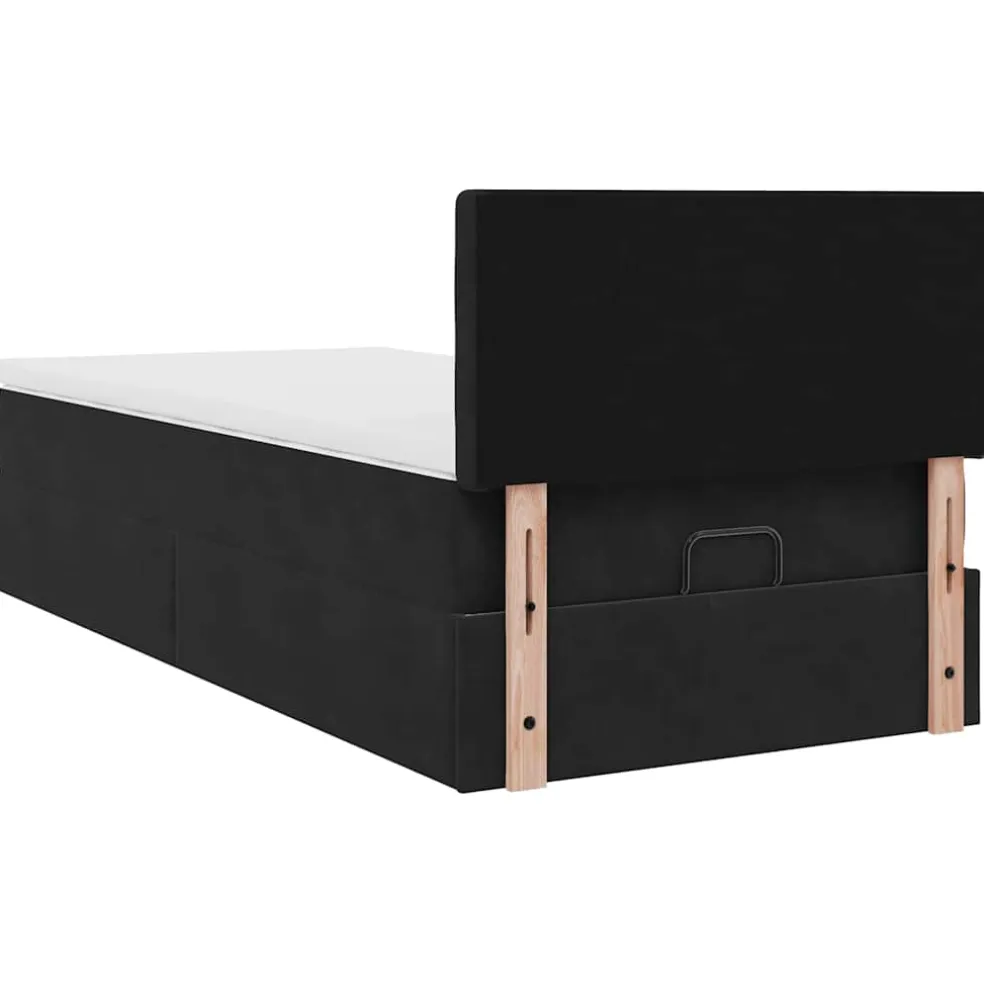 vidaXL Bed poef met matras en LED's 80x200 cm fluweel zwart