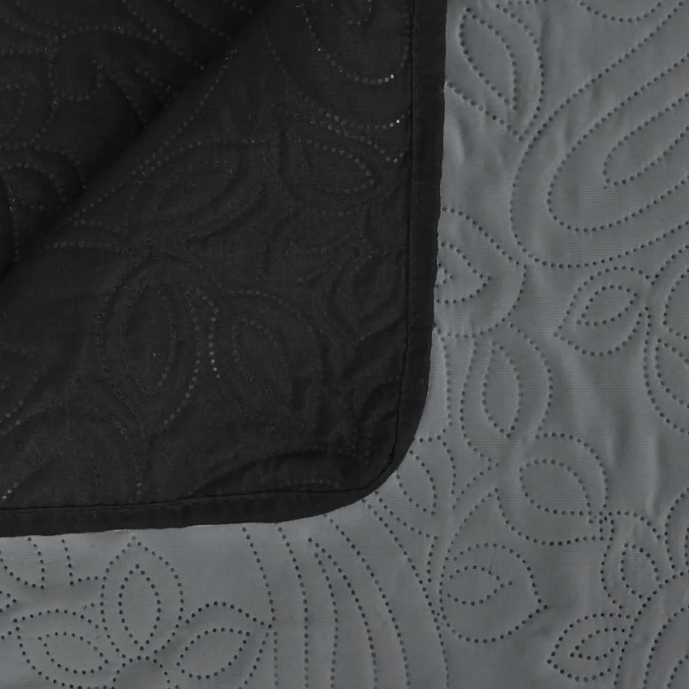 vidaXL Bedsprei dubbelzijdig 170x210 cm quilt grijs en zwart