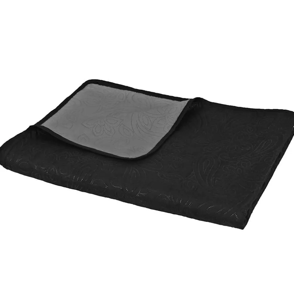 vidaXL Bedsprei dubbelzijdig 170x210 cm quilt grijs en zwart