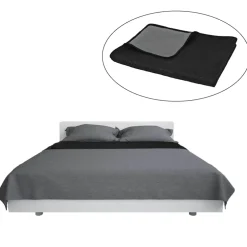 vidaXL Bedsprei dubbelzijdig 170x210 cm quilt grijs en zwart