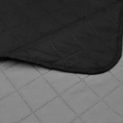 vidaXL Bedsprei gewatteerd dubbelzijdig 170x210 cm zwart/grijs