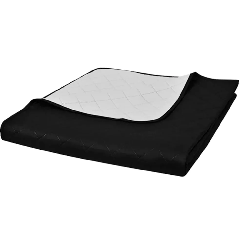 vidaXL Bedsprei gewatteerd dubbelzijdig 170x210 cm zwart/wit