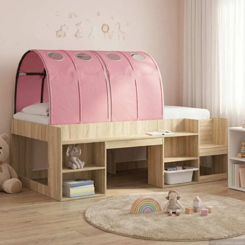 vidaXL Bedtunnel 2 st Roze Polyester