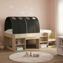 vidaXL Bedtunnel 2 st Zwart Polyester